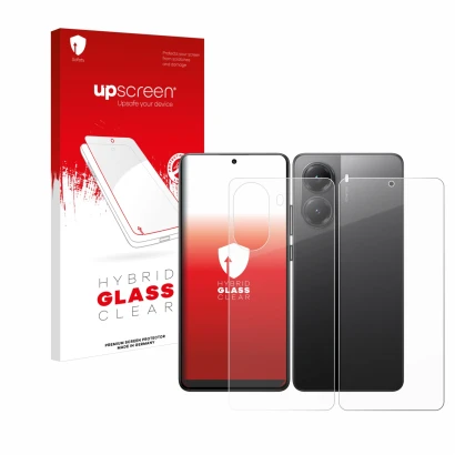 Front side of a product packaging with the brand logo upscreen. Next to it is the device Xiaomi Poco X7 Pro (Front+Back) shown