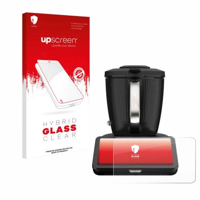 Front side of a product packaging with the brand logo upscreen. Next to it is the device Vorwerk Thermomix TM7 shown with the 