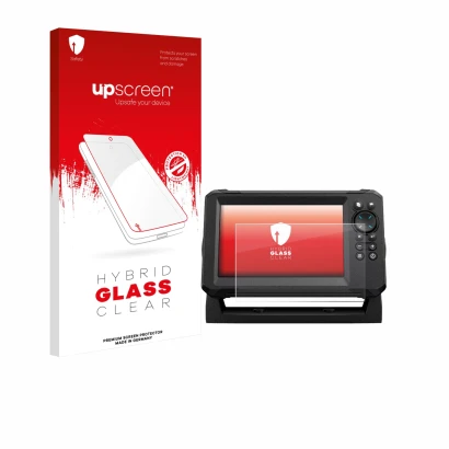 Front side of a product packaging with the brand logo upscreen. Next to it is the device Lowrance Eagle 7 shown with the corre