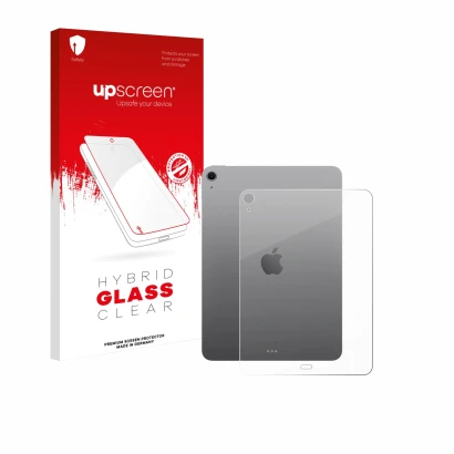 Front side of a product packaging with the brand logo upscreen. Next to it is the device Apple iPad Air 11