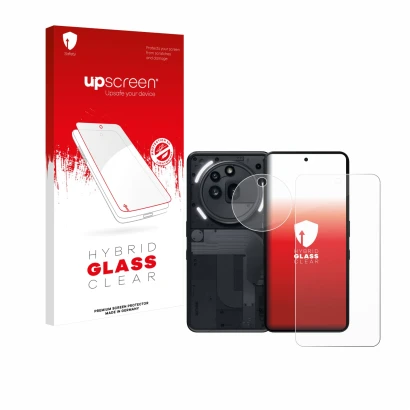 Front side of a product packaging with the brand logo upscreen. Next to it is the device Nothing Phone (3a) Pro (Front+Camera)