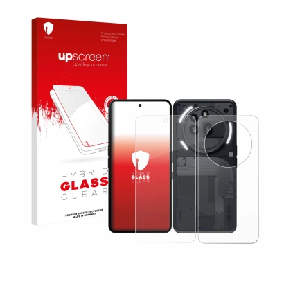 Front side of a product packaging with the brand logo upscreen. Next to it is the device Nothing Phone (3a) Pro (Front+Back) s