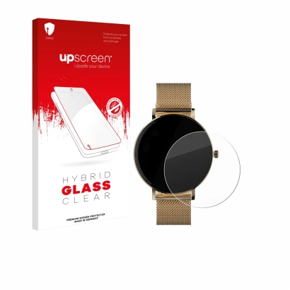 Front side of a product packaging with the brand logo upscreen. Next to it is the device ZenWatch Venice Pro shown with the co