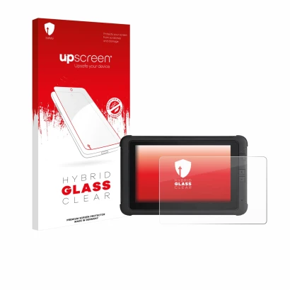 Front side of a product packaging with the brand logo upscreen. Next to it is the device Webfleet PRO 8475 shown with the corr