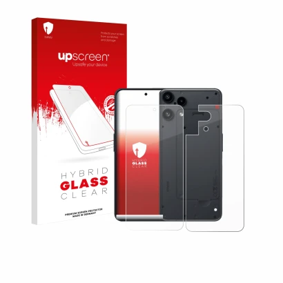 Front side of a product packaging with the brand logo upscreen. Next to it is the device Nothing Phone (3a) Lite (Front+Back) 