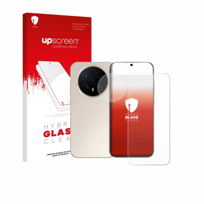 Front side of a product packaging with the brand logo upscreen. Next to it is the device Honor Magic 8 (Front+Camera) shown wi