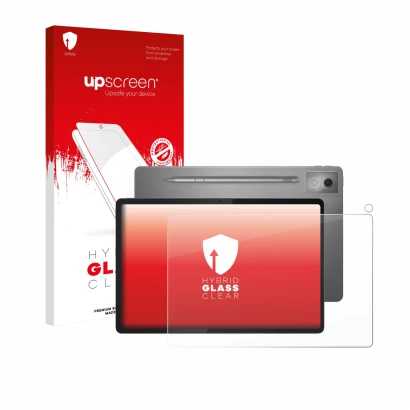 Front side of a product packaging with the brand logo upscreen. Next to it is the device Lenovo Idea Tab Pro 12.7