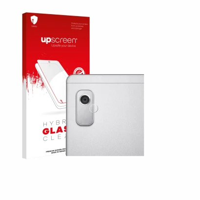 Front side of a product packaging with the brand logo upscreen. Next to it is the device Lenovo Tab M9 (ONLY Camera Lens) show