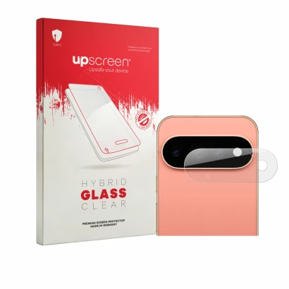 Front side of a product packaging with the brand logo upscreen. Next to it is the device Google Pixel 11 Pro (ONLY Camera Lens