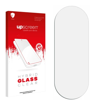 Front side of a product packaging with the brand logo upscreen. Next to it is the corresponding screen protector.