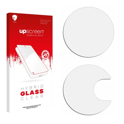 Front side of a product packaging with the brand logo upscreen. Next to it is the corresponding screen protector.