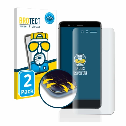 Front side of a product packaging with the brand logo BROTECT. Next to it is the device Huawei P10 Lite shown with the corresp