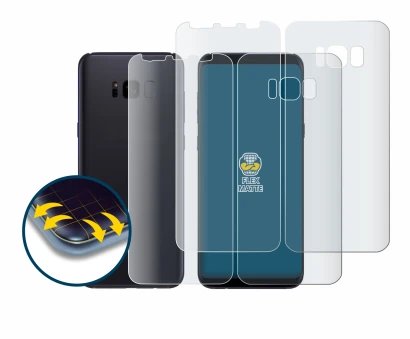 Image of the device Samsung Galaxy S8 (Front+Back) with a wide variety of screen protectors.