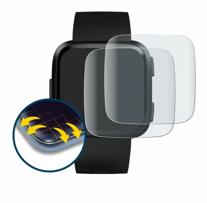 Image of the device Fitbit Versa with a wide variety of screen protectors.