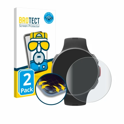 Front side of a product packaging with the brand logo BROTECT. Next to it is the device Polar Vantage V shown with the corresp