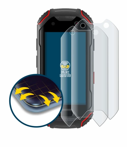 Image of the device Unihertz Atom with a wide variety of screen protectors.