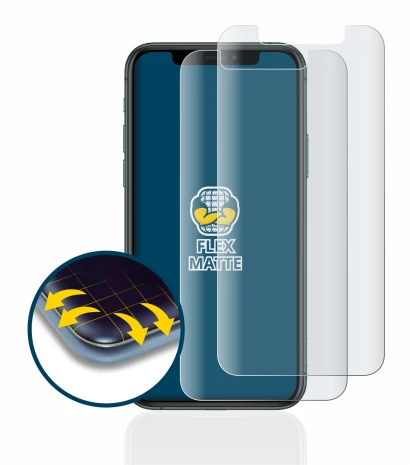 Image of the device Apple iPhone 11 Pro with a wide variety of screen protectors.