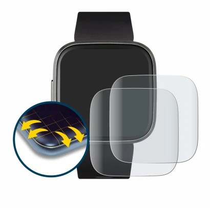 Image of the device Fitbit Versa 2 with a wide variety of screen protectors.