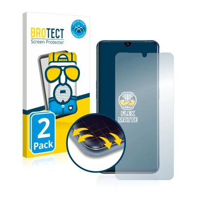 Front side of a product packaging with the brand logo BROTECT. Next to it is the device realme X2 Pro shown with the correspon