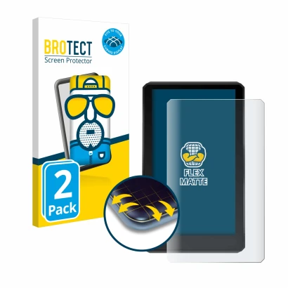 Front side of a product packaging with the brand logo BROTECT. Next to it is the device Garmin zumo XT shown with the correspo