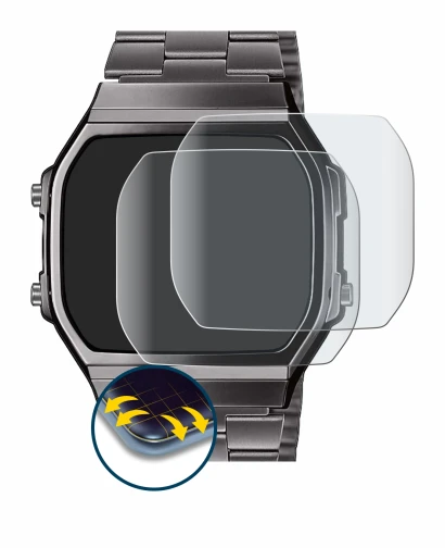 Image of the device Casio A168WEGG-1BEF with a wide variety of screen protectors.