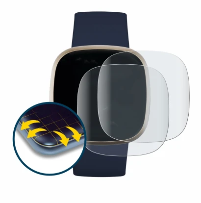Image of the device Fitbit Versa 3 with a wide variety of screen protectors.