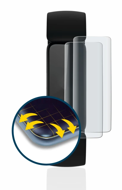 Image of the device Fitbit Inspire 2 with a wide variety of screen protectors.
