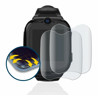 Image of the device Xplora Go 2 with a wide variety of screen protectors.