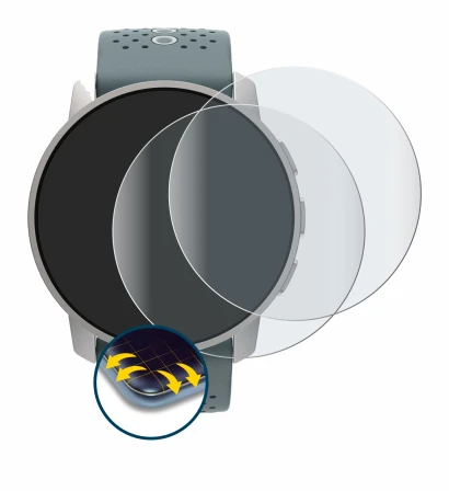 Image of the device Suunto 9 Peak with a wide variety of screen protectors.