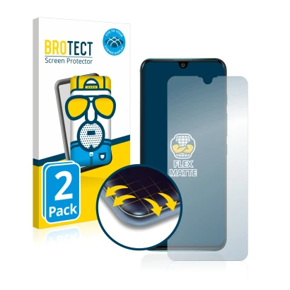 Front side of a product packaging with the brand logo BROTECT. Next to it is the device Wiko Power U30 shown with the correspo