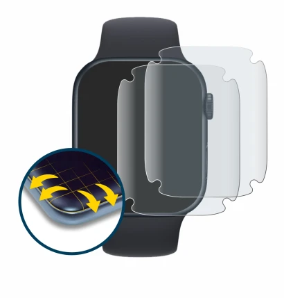 Image of the device Apple Watch Series 7 (45 mm) with a wide variety of screen protectors.