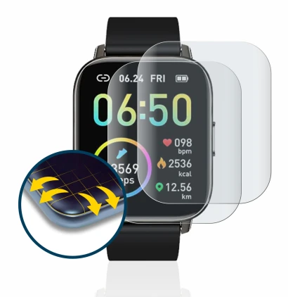 Image of the device Motast P32 with a wide variety of screen protectors.