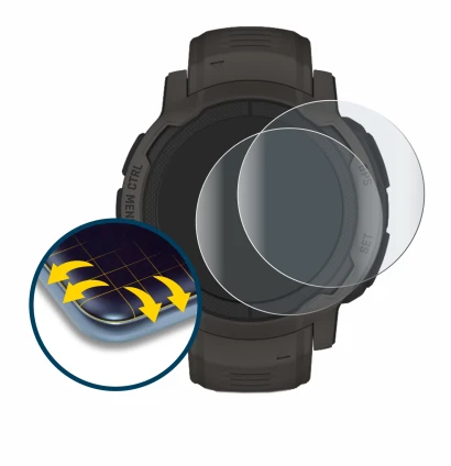 Image of the device Garmin Instinct 2 with a wide variety of screen protectors.
