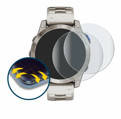 Image of the device Garmin D2 Mach 1 with a wide variety of screen protectors.