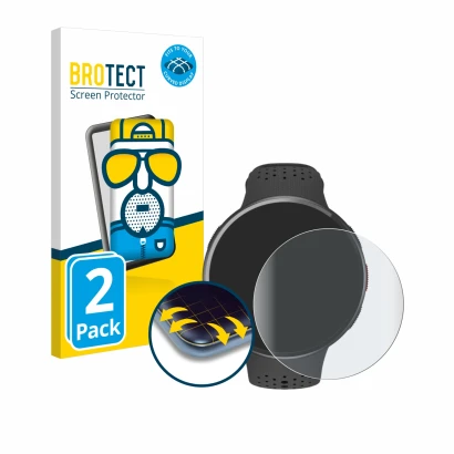 Front side of a product packaging with the brand logo BROTECT. Next to it is the device Polar Pacer Pro shown with the corresp