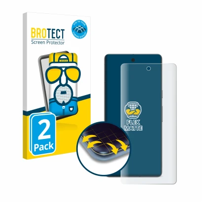 Front side of a product packaging with the brand logo BROTECT. Next to it is the device Google Pixel 7 shown with the correspo