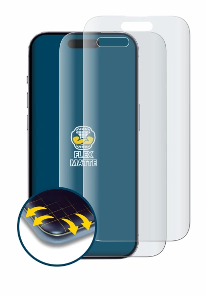 Image of the device Apple iPhone 14 Pro with a wide variety of screen protectors.