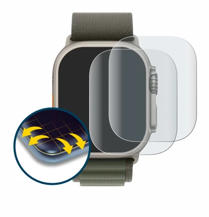 Image of the device Apple Watch Ultra (49 mm) with a wide variety of screen protectors.