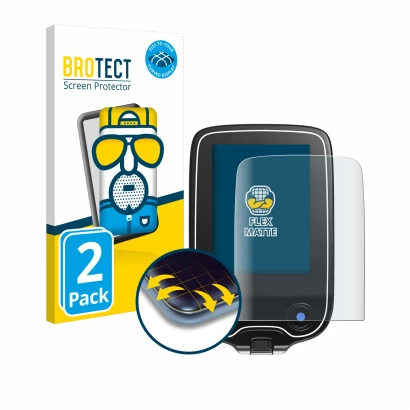 Front side of a product packaging with the brand logo BROTECT. Next to it is the device Freestyle Libre 3 shown with the corre