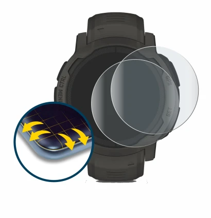 Image of the device Garmin Instinct 2 Solar with a wide variety of screen protectors.