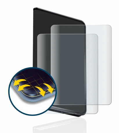 Image of the device Ledger Stax crypto wallet with a wide variety of screen protectors.