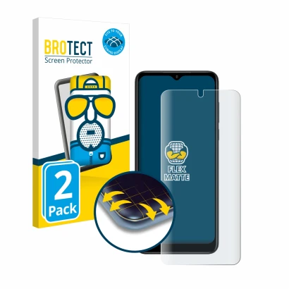 Front side of a product packaging with the brand logo BROTECT. Next to it is the device ZTE Blade V50 Design 5G shown with the