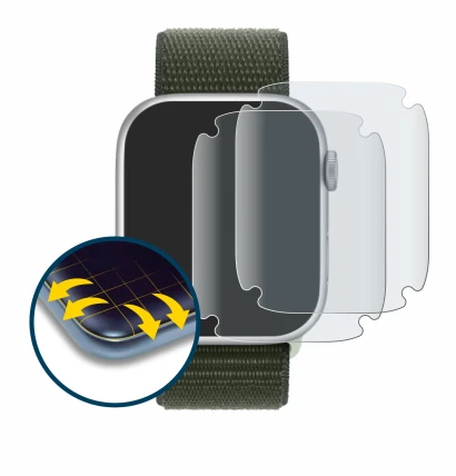 Image of the device Apple Watch Series 9 (45 mm) with a wide variety of screen protectors.