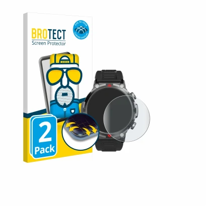 Front side of a product packaging with the brand logo BROTECT. Next to it is the device IFMDA S100 1.45" shown with the corres