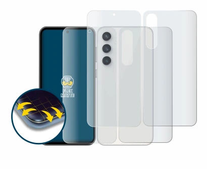 Image of the device Samsung Galaxy S23 FE (Front+Back) with a wide variety of screen protectors.