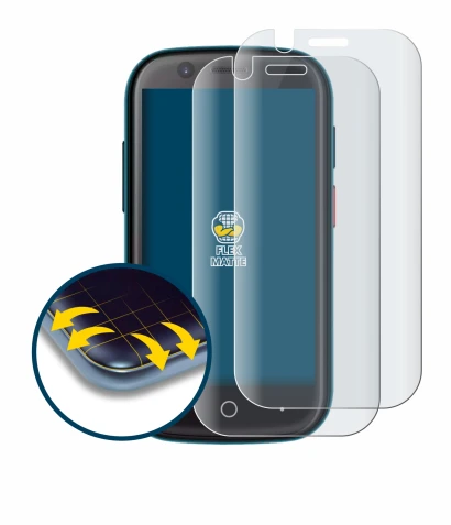 Image of the device Unihertz Jelly 2E with a wide variety of screen protectors.