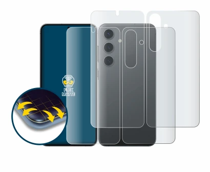 Image of the device Samsung Galaxy S24 (Front+Back) with a wide variety of screen protectors.