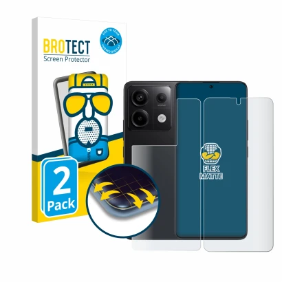 Front side of a product packaging with the brand logo BROTECT. Next to it is the device Xiaomi Redmi Note 13 Pro 5G (Front+Bac