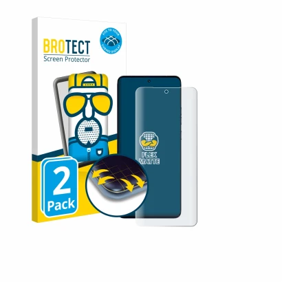 Front side of a product packaging with the brand logo BROTECT. Next to it is the device Motorola Edge 50 Fusion shown with the