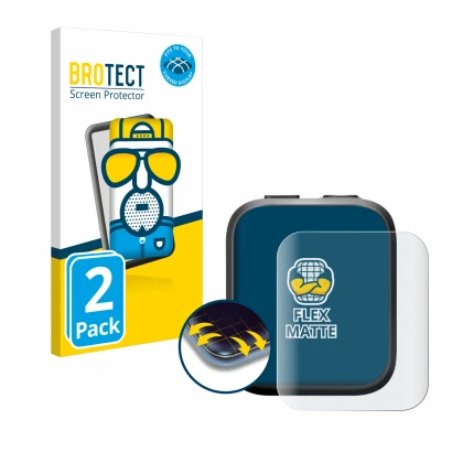 Front side of a product packaging with the brand logo BROTECT. Next to it is the device Insta360 GPS preview remote shown with